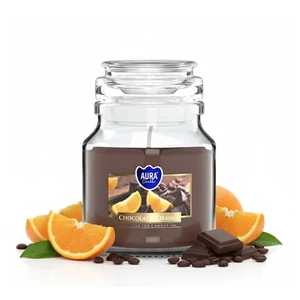 Aura candler - Gyertya üvegben fedéllel (Csokoládé - Narancs) 120g