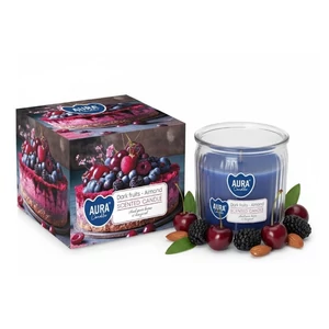 Aura candler - Illatgyertya üvegben (Sötét gyümölcsök - Mandula)