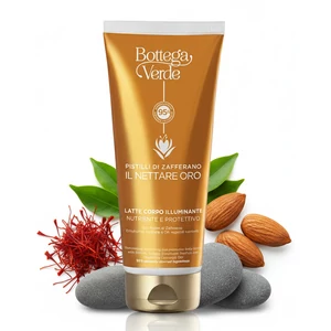Bottega Verde - Pistilli di Zafferano - Világosító testápoló - tápláló és védő - sáfrányszálakkal, Emullium® Mellifera-val és tápláló növényi olajokkal (200 ml) - minden bőrtípusra