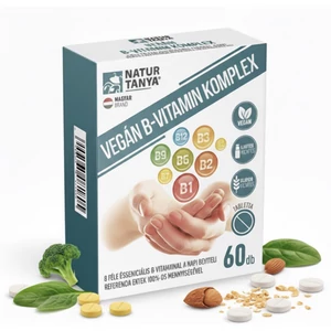 Natur Tanya® VEGÁN B-VITAMIN KOMPLEX – 8 féle esszenciális B-vitaminnal a napi beviteli referencia érték 100%-os mennyiségével 60 db Natur Tanya® VEGÁN B-VITAMIN KOMPLEX – 8 féle esszenciális B-vitaminnal a napi beviteli referencia érték 100%-os mennyiségével 60 db