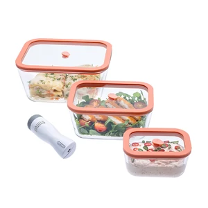 Status Viva boroszilikát üveg vákuumtároló 4 részes szett ( Lazac 0,5 L + 1,4 L + 2,6 L + BVP-50 akkumulátoros vákuumpumpa)