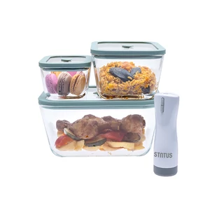 Status Viva boroszilikát üveg vákuumtároló 4 részes szett ( Menta 0,5 L + 1,4 L + 2,6 L + BVP-50 akkumulátoros vákuumpumpa)