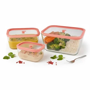 Status Viva boroszilikát üveg vákuumtároló szett edzett üveg tetővel (Lazac)