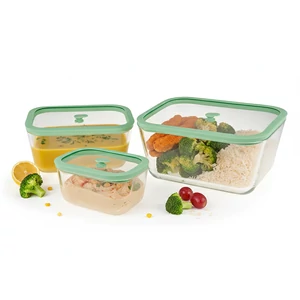 Status Viva boroszilikát üveg vákuumtároló szett edzett üveg tetővel (Menta)