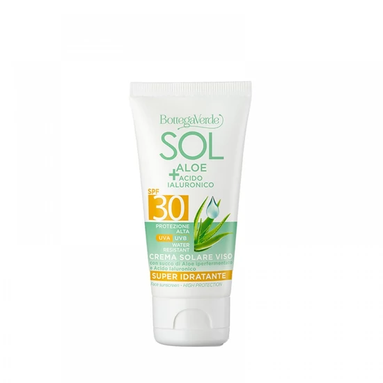 Bottega Verde - SOL Aloe hyaluronsav - Fényvédőkrém arcra - Magas védelem SPF30 - vízálló 50ml