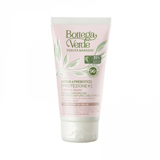 Bottega Verde - Avena e Prebiotico - Kézkrém - segíti a bőr természetes védekezőképességének fokozását - védő, nyugtató, hidratáló - Tenuta Massaini zabtejjel és Biolin Prebiotic (75 ml) - minden bőrtípusra