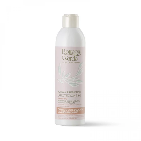 Bottega Verde - Avena e Prebiotico - Sampon - segíti a fejbőr természetes védekezőképességének fokozását - Tenuta Massaini zabtejével és Biolin Prebiotikummal (250 ml) - érzékeny hajra vagy fejbőrre - gyakori használat