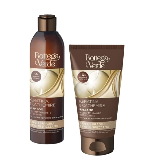 Bottega Verde - Keratina e Cachemire hajápoló csomag ( tápláló sampon + kondicionáló )