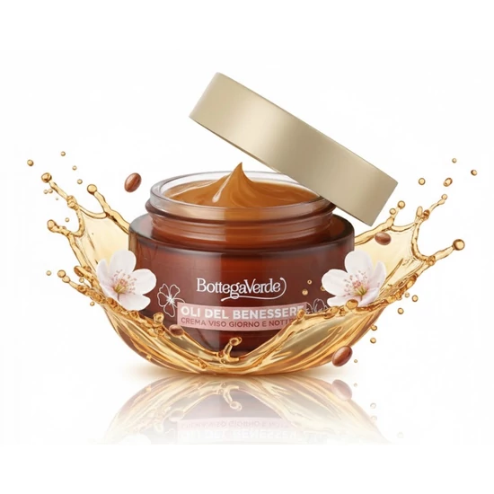 Bottega Verde - Oli del benessere - Puha, gyengéd,tápláló nappali és éjszakai arckrém - 5 kivételes olajjal (50 ml) - Normál és száraz bőrre