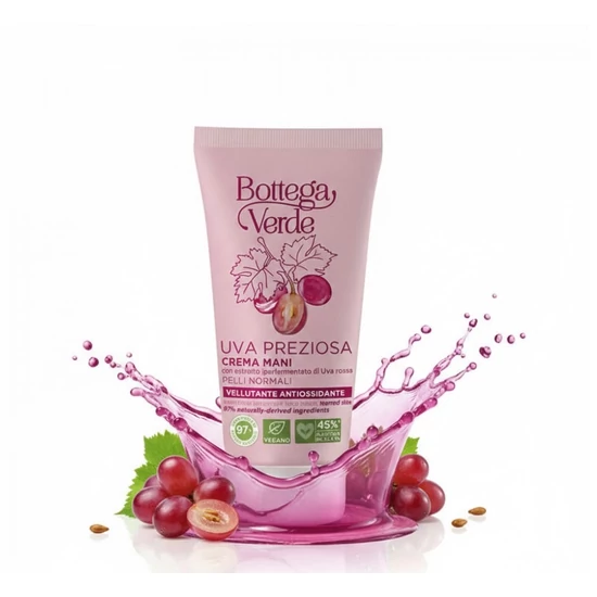 Bottega Verde - Uva Preziosa - Kézkrém - kisimító antioxidáns - hiperfermentált vörösszőlő kivonattal (75 ml) - normál bőrre