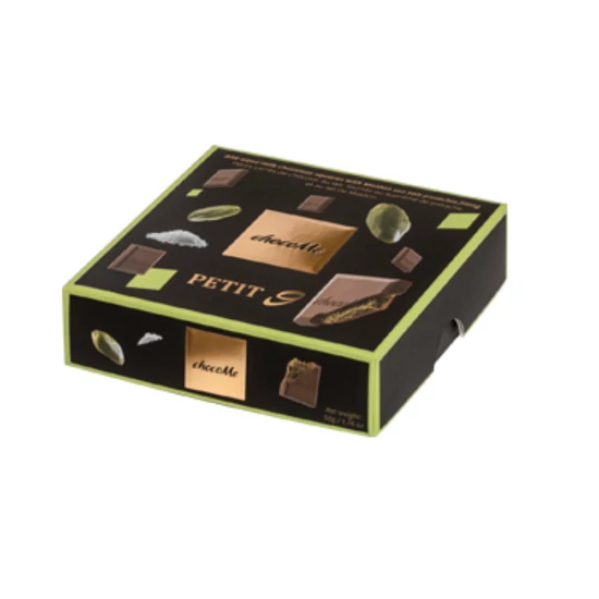 Ments meg! - chocoMe Petit9 - Falatnyi tejcsokoládé lapocskák sós pisztácia töltelékkel 50g