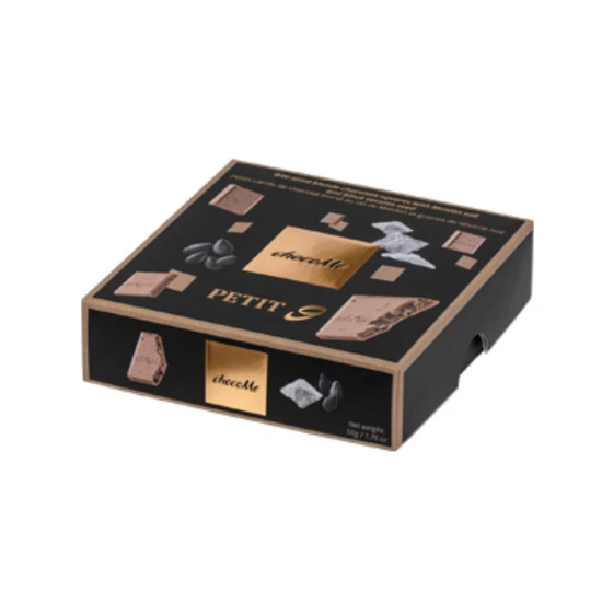 Ments meg! - chocoMe Petit9 - Falatnyi szőkecsokoládé lapocskák Maldon sóval és fekete szezámmaggal 50g