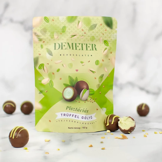 Demeter Chocolate - Pisztáciás trüffelgolyó tejcsokoládéval