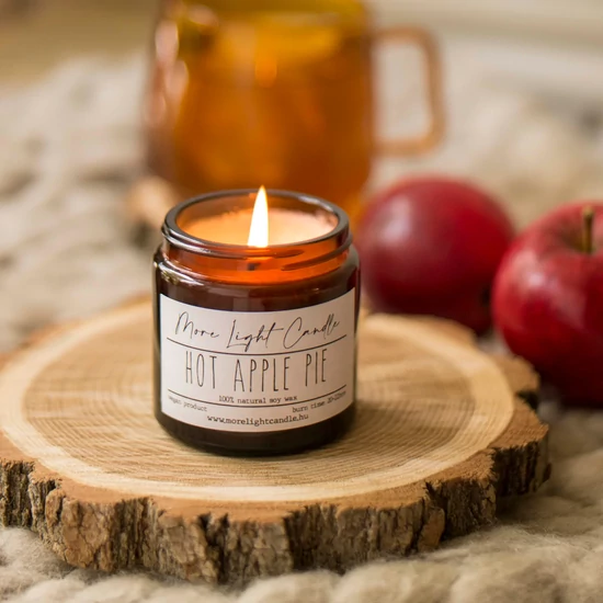 Szójaviasz illatgyertya ámbra üvegben (100% natúr ) - Hot Apple Pie 120ml
