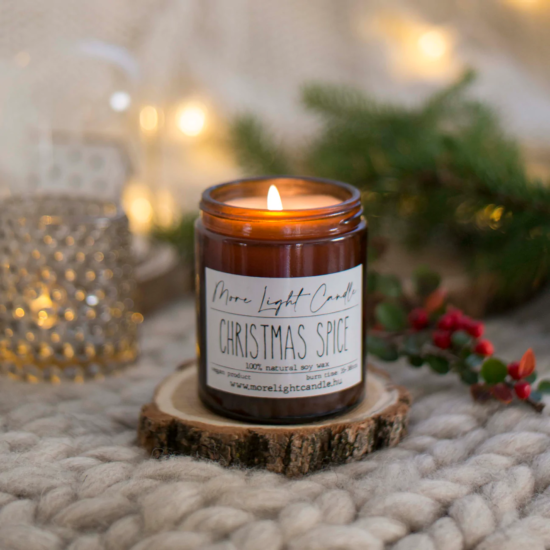 Szójaviasz illatgyertya ámbra üvegben (100% natúr ) - Christmas Spice 120ml