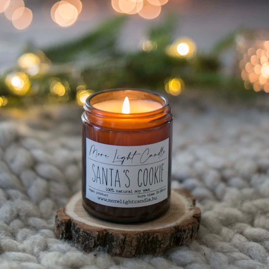 Szójaviasz illatgyertya ámbra üvegben (100% natúr ) - Santa's Cookie 120ml