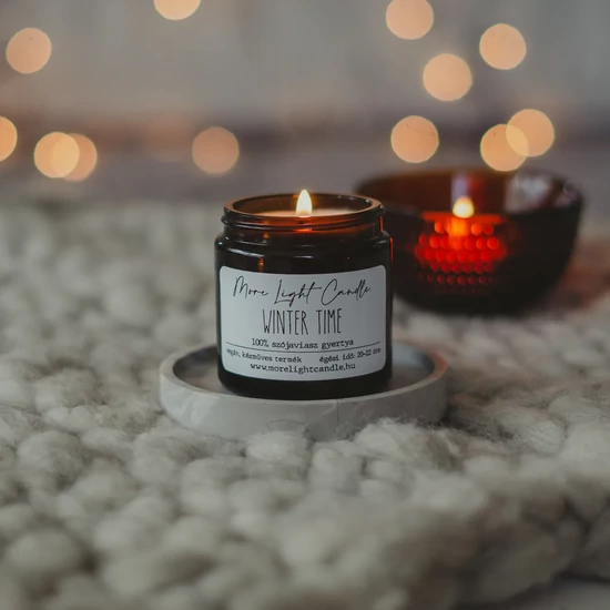 Szójaviasz illatgyertya ámbra üvegben (100% natúr ) - Winter Time 120ml