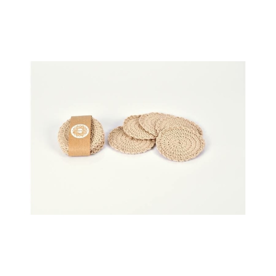 Kézműves horgolt arctisztító korong organikus pamutból, bézs színű 5db