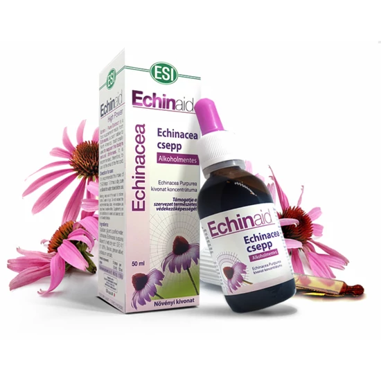 Natur Tanya® ESI® Alkoholmentes Echinacea csepp - Immunvédő, külső, belső gyulladások, felső légúti, húgyuti fertőzések (50 ml)