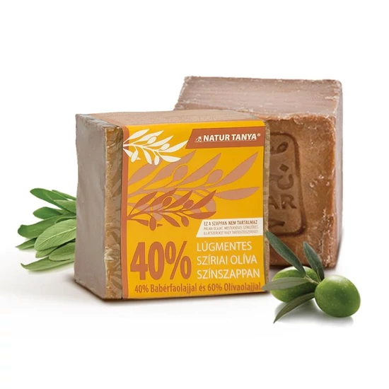 Natur Tanya® Lúgmentes Színszappan - 40%-os bio babérfaolaj tartalom, a teljes testre és hajmosáshoz is! 200 gr