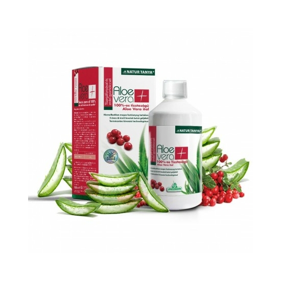 Natur Tanya® S. 100%-os Aloe vera ital, tőzegáfonyával és erdei gyümölccsel, literenként 8000 mg poliszacharid tartalommal 1000 ml