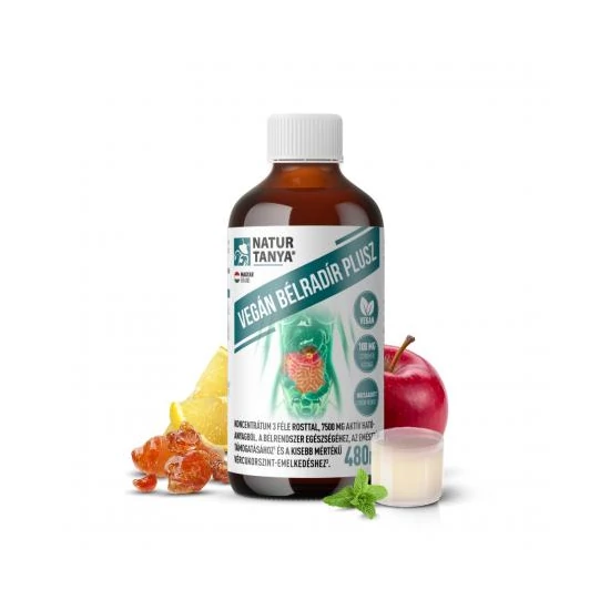 Natur Tanya® VEGÁN BÉLRADÍR PLUSZ - folyékony rost 3 féle prebiotikum, citromfűvel az emésztés egészségéhez 480 ml