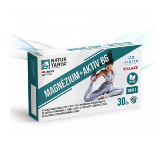 Vegán magnézium + aktív B6-vitamin- Világszabadalommal védett magnézium-biszglicinát-kelát növényi kapszulahéjban (30 db)