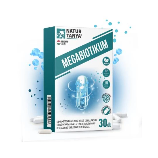 Natur Tanya® MEGABIOTIKUM - 12 féle baktériumtörzs, mega dózisú, 120 milliárd CFU élőflóra tartalom