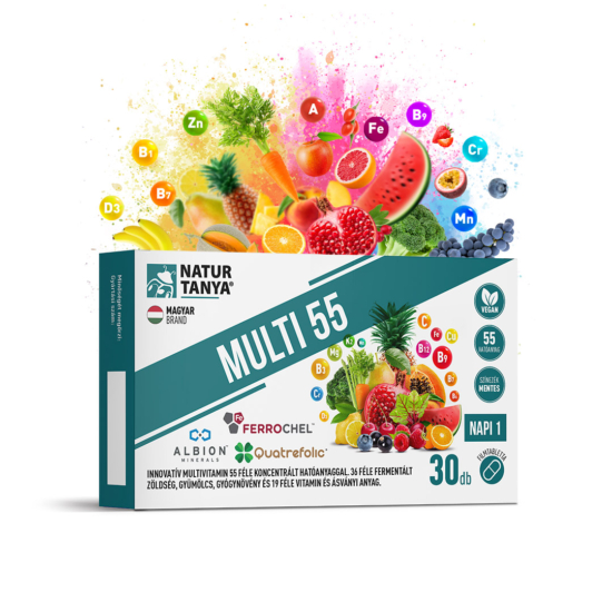 MULTI 55 – Fermentált multivitamin 55 féle koncentrált hatóanyag, 36 fermentált zöldség, gyümölcs, gyógynövény és 19 vitamin, ásványi anyag 30db