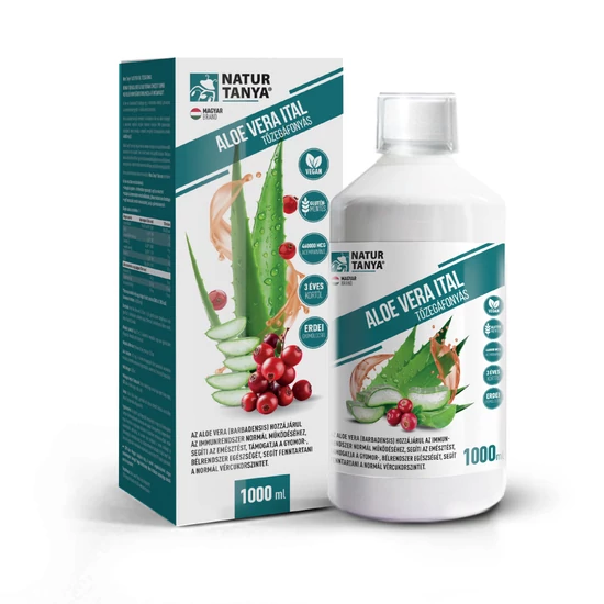 Natur Tanya® ALOE VERA ITAL TŐZEGÁFONYÁS, ERDEI GYÜMÖLCSÖS – Független, akkreditált laborral igazolt acemannán tartalommal 1000 ml