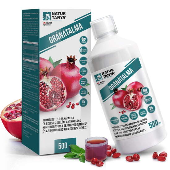 Natur Tanya® 100% gránátalma koncentrátum - antioxidáns ital gránátalma gyümölcs, héj és mag préseléséből, organikus szelénnel. Sejtvédelem és immunrendszer egészség 500 ml