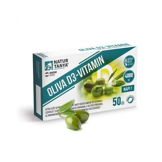 Natur Tanya - OLIVA D3-vitamin - 4000 NE Quali®-D aktív D3-vitamin természetes extra szűz olívaolajban oldva 50 db