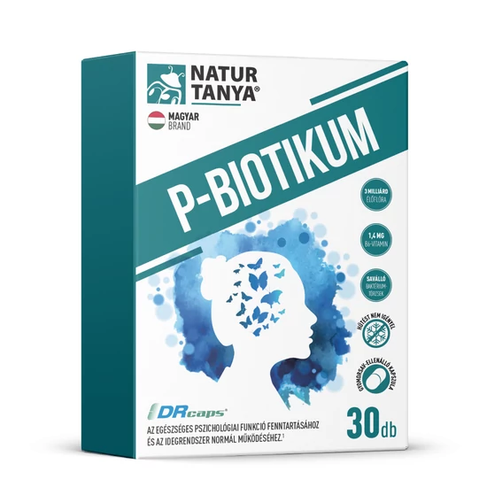 Natur Tanya® P-BIOTIKUM - nemzetközi törzsgyűjteményben letétbe helyezett, szabadalmazott baktériumtörzsek (CEREBIOME®) + B6-vitamin, gyomorsav-ellenálló növényi kapszulában 30 db