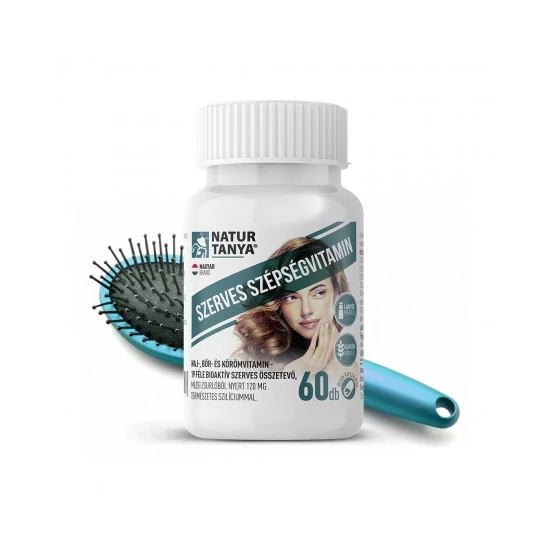 Natur Tanya® Szerves SZÉPSÉGVITAMIN 19 féle bioaktív összetevő hajhullás, hajritkulás ellen, a bőr szépségére és körmök egészségére, vegán kapszulatokban (60 db)