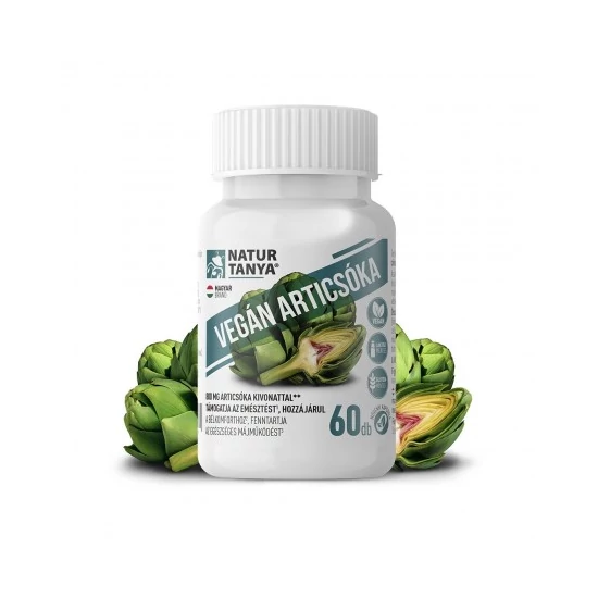 Natur Tanya® Vegán Articsóka – Standardizált articsóka kivonat, ornitin aminosavval és B-vitaminokkal. Egészséges májműködés, emésztés és bélkomfort (60 db)