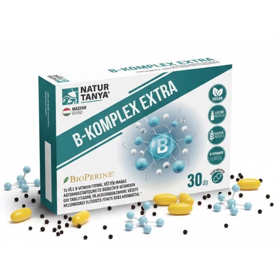 Natur Tanya - B-KOMPLEX EXTRA - 14 féle B-vitamin forma, köztük bioaktív B-vitaminok, sáfrány és világszabadalommal védett fekete bors kivonat