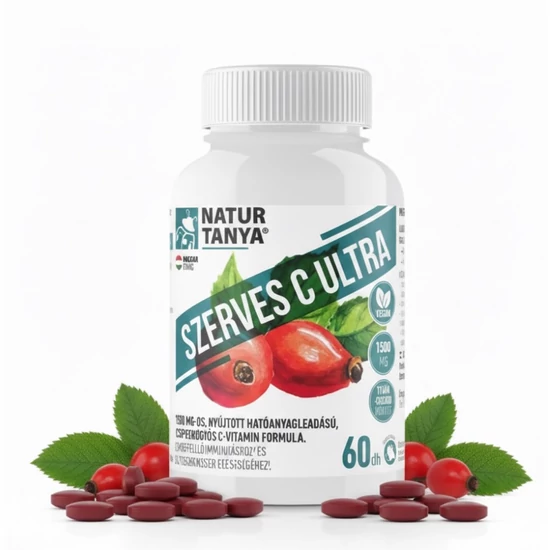 Szerves C Ultra 1500 mg Retard C-vitamin, csipkebogyó kivonattal (60 db)