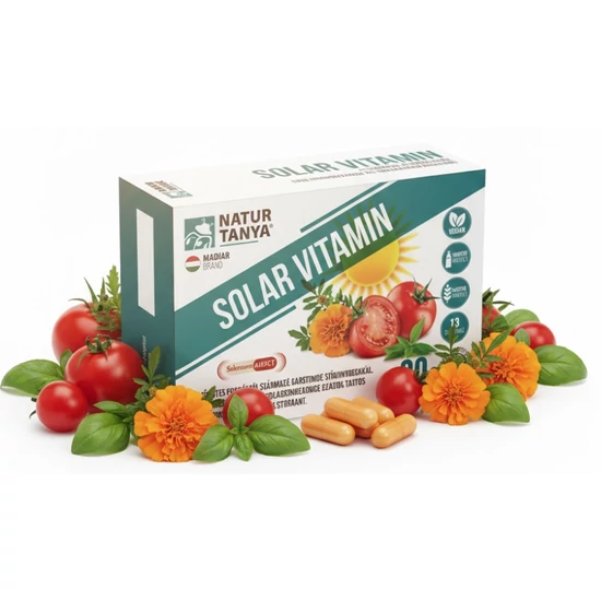 Natur Tanya® SOLAR VITAMIN – Napozóvitamin a bőr egészségéhez, napérzékenység esetén, és napozás vagy szolárium mellett a barna bőrért 30 db