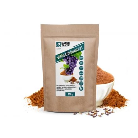 Natur Tanya® Prémium VÖRÖS SZŐLŐMAGLISZT – Adalékanyagmentes, 250 mikron szemcseméret 250g