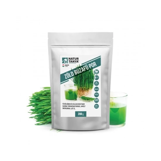 Natur Tanya® Vegán zöld búzafű por - Fehérjében és élelmi rostban gazdag tápanyagforrás, amely energiával lát el 200g
