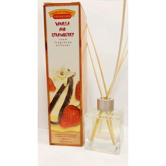 Bambuszpálcás illatosító vanília és eper illat (120ml, Vanilla &amp; Strawberry)