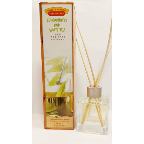Bambuszpálcás illatosító citrom és fehér tea illat (120ml, Lemongrass &amp; White Tea)