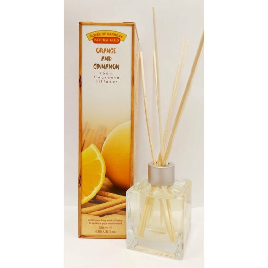 Bambuszpálcás illatosító narancs és fahéj illat (120ml, Orange &amp; Cinnamon)