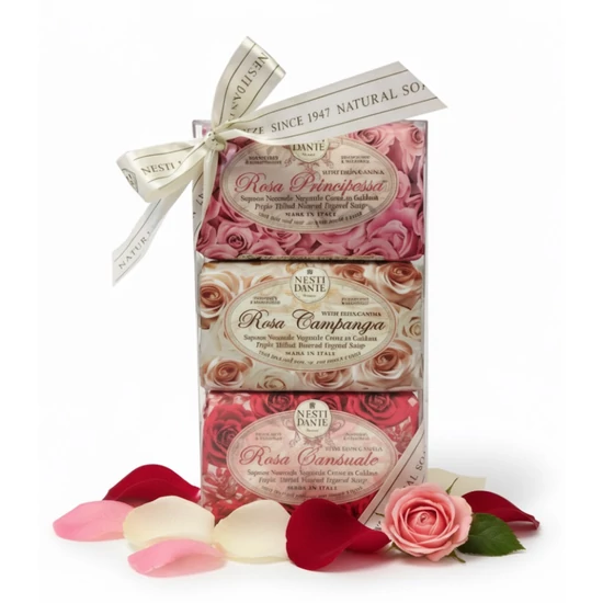 Nesti Dante exkluzív ajándékszett - La Rose- Rózsás natúrszappanok 3 x 150 g