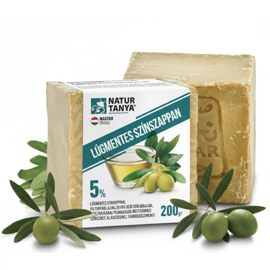 Natur Tanya® Lúgmentes Színszappan - 5% Babérfaolaj és 95% Olívaolaj. 2000 éves receptúra, 0,001% lúg! 200g