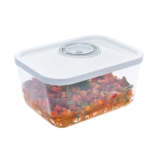 Üveg vákuumtároló doboz, hasáb (Fehér, 3,0 L)