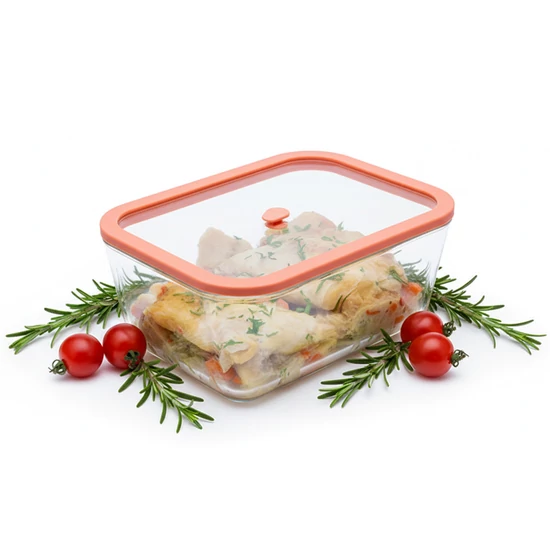 Status Viva boroszilikát üveg vákuumtároló edzett üveg tetővel ( Lazac, 2,6 l )