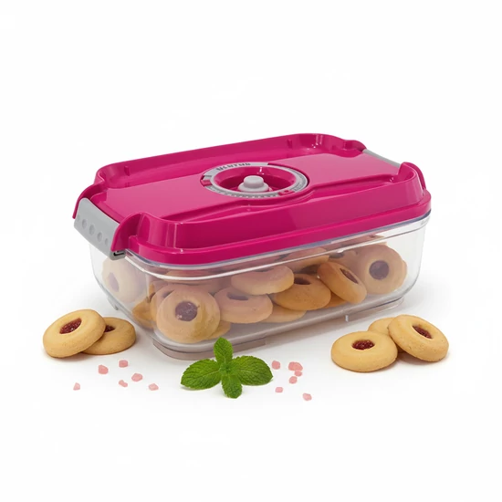 Vákuumtároló doboz, hasáb (Magenta, 1,4 L)