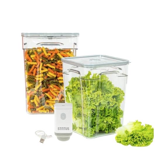 GASTRO Full Tritan szett dupla( 2 db 10l négyzet GASTRO Full Tritan vakuumtároló doboz +1 db Akkumulátoros vákuumpumpa BVP130)